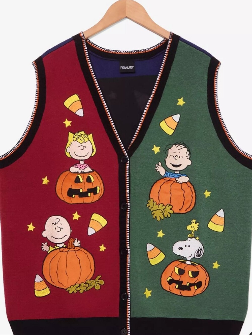 Peanuts Characters Halloween Color Block Sweater Vest NWT Box Lunch Snoopy